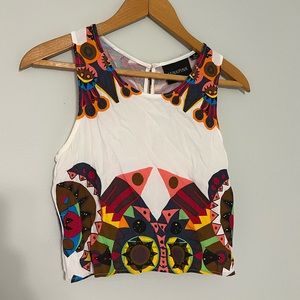 White and Multicolored Tank Top